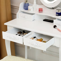 LED Single Mirror 4 Drawer Dresser White