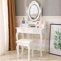 LED Single Mirror 4 Drawer Dresser White