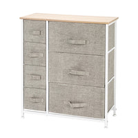 Dresser with 7 Drawers - Furniture Storage Tower Unit for Bedroom, Hallway, Closet, Office Organization - Steel Frame, Wood Top, Easy Pull Fabric Bins, Linen / Natural