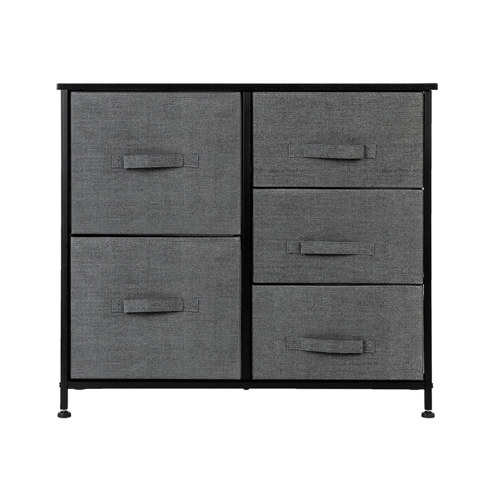 Dresser Organizer With 5 Drawers, Fabric Dresser Tower For Bedroom, Hallway, Entryway, Closets, Grey