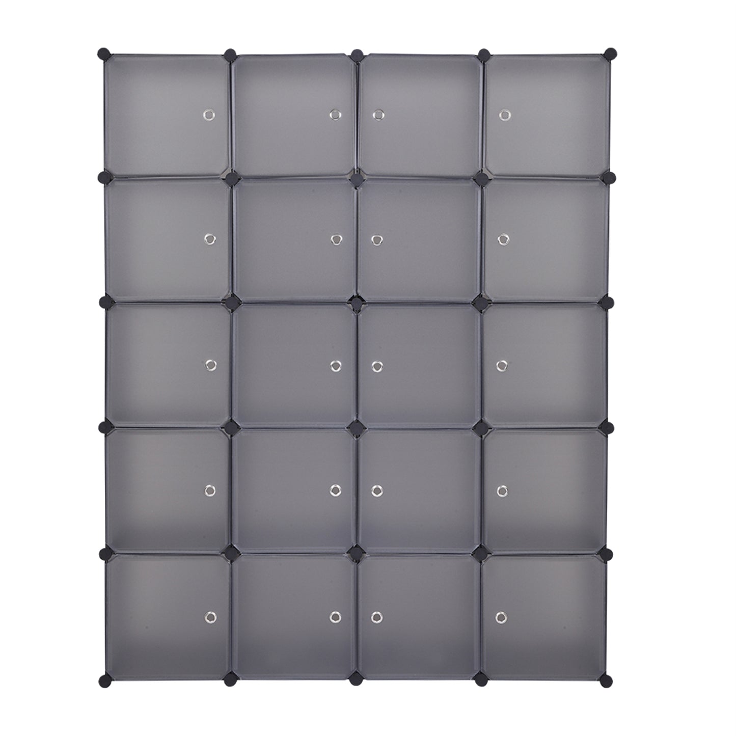 20 Cube Organizer Stackable Plastic Cube Storage Shelves Design Multifunctional Modular Closet Cabinet with Hanging Rod Gray