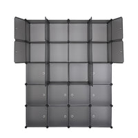 20 Cube Organizer Stackable Plastic Cube Storage Shelves Design Multifunctional Modular Closet Cabinet with Hanging Rod Gray