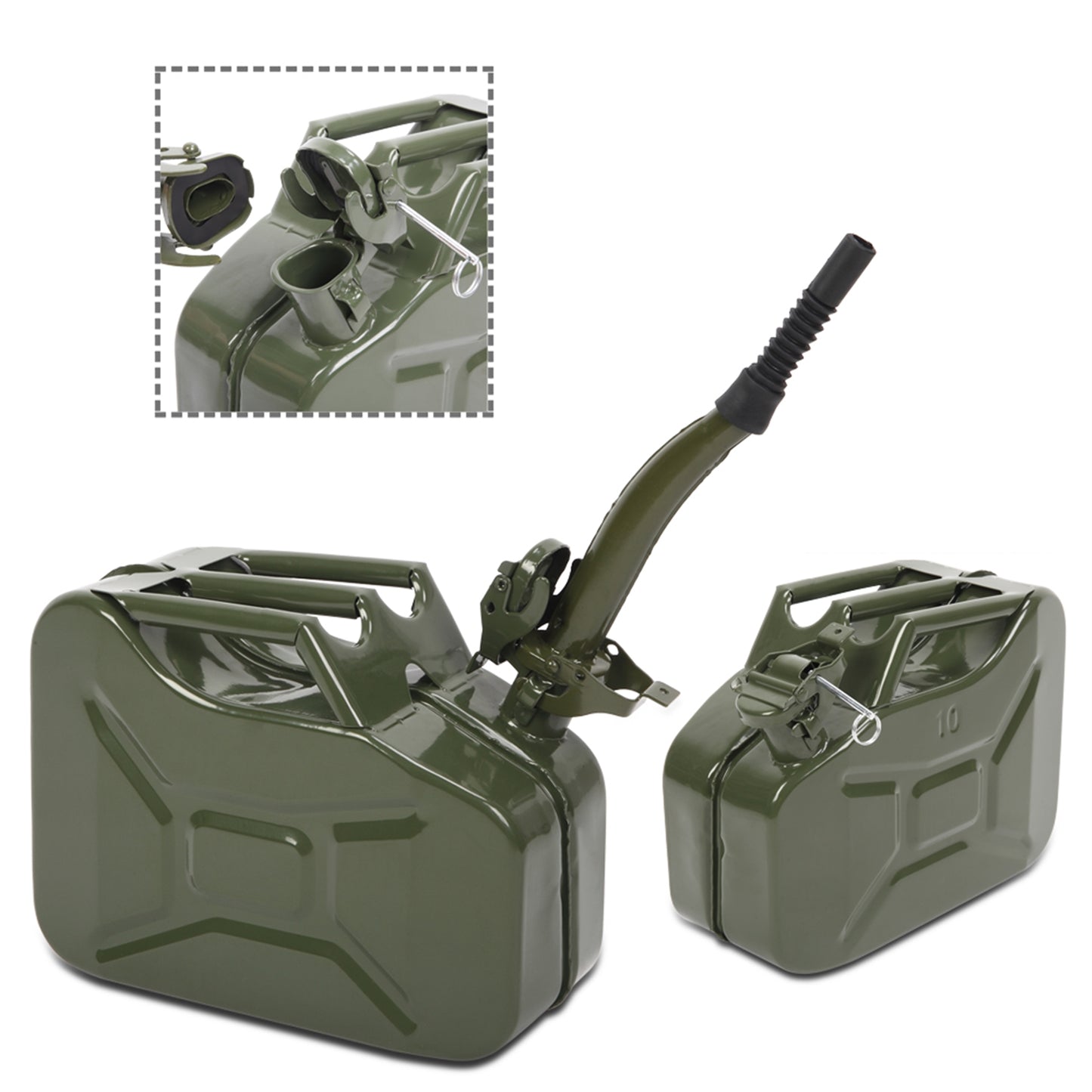 10L 0.8mm American Oil Barrel Army Green With Inverted Oil Pipe