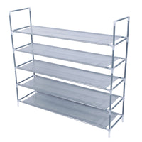 Simple Assembly 5 Tiers Non-woven Fabric Shoe Rack with Handle Gray