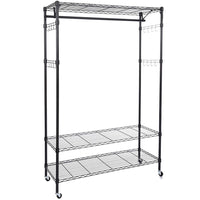 3-Tiers Large Size Heavy Duty Wire Shelving Garment Rolling Rack Clothing Rack