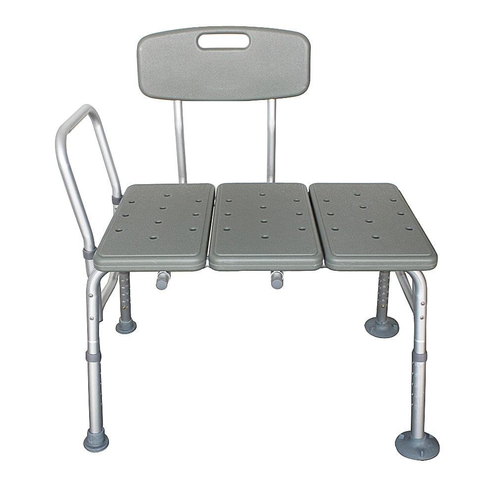 Medical Bathroom Safety Shower Tub Aluminium Alloy Bath Chair Transfer Bench with Back & Handle Gray