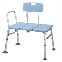 Medical Bathroom Safety Shower Tub Aluminium Alloy Bath Chair Transfer Bench with Back & Handle Blue