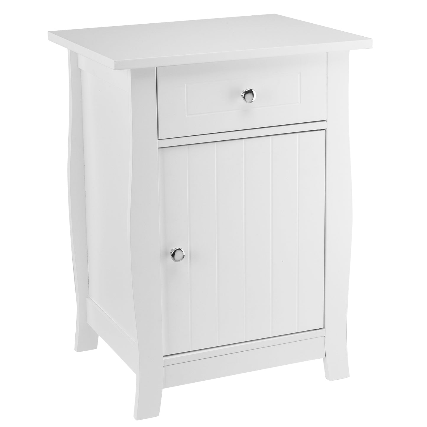 Single Door Bedside Cabinet with A Drawer White