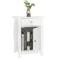 Single Door Bedside Cabinet with A Drawer White