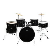 [Do Not Sell on Amazon]Glarry Full Size Adult Drum Set 5-Piece Black with Bass Drum, two Tom Drum, Snare Drum, Floor Tom, 16" Ride Cymbal, 14" Hi-hat Cymbals, Stool, Drum Pedal, Sticks