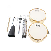 [Do Not Sell on Amazon]Glarry 13" & 14" Timbales Drum Set with Stand and Cowbell Golden