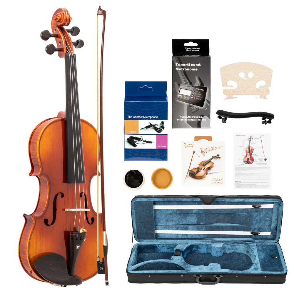 [Do Not Sell on Amazon]Glarry 4/4 Spruce Panel Violin Bright Natural Wood Back Panel Side Plate Rectangular Case Octagonal Prism Bow