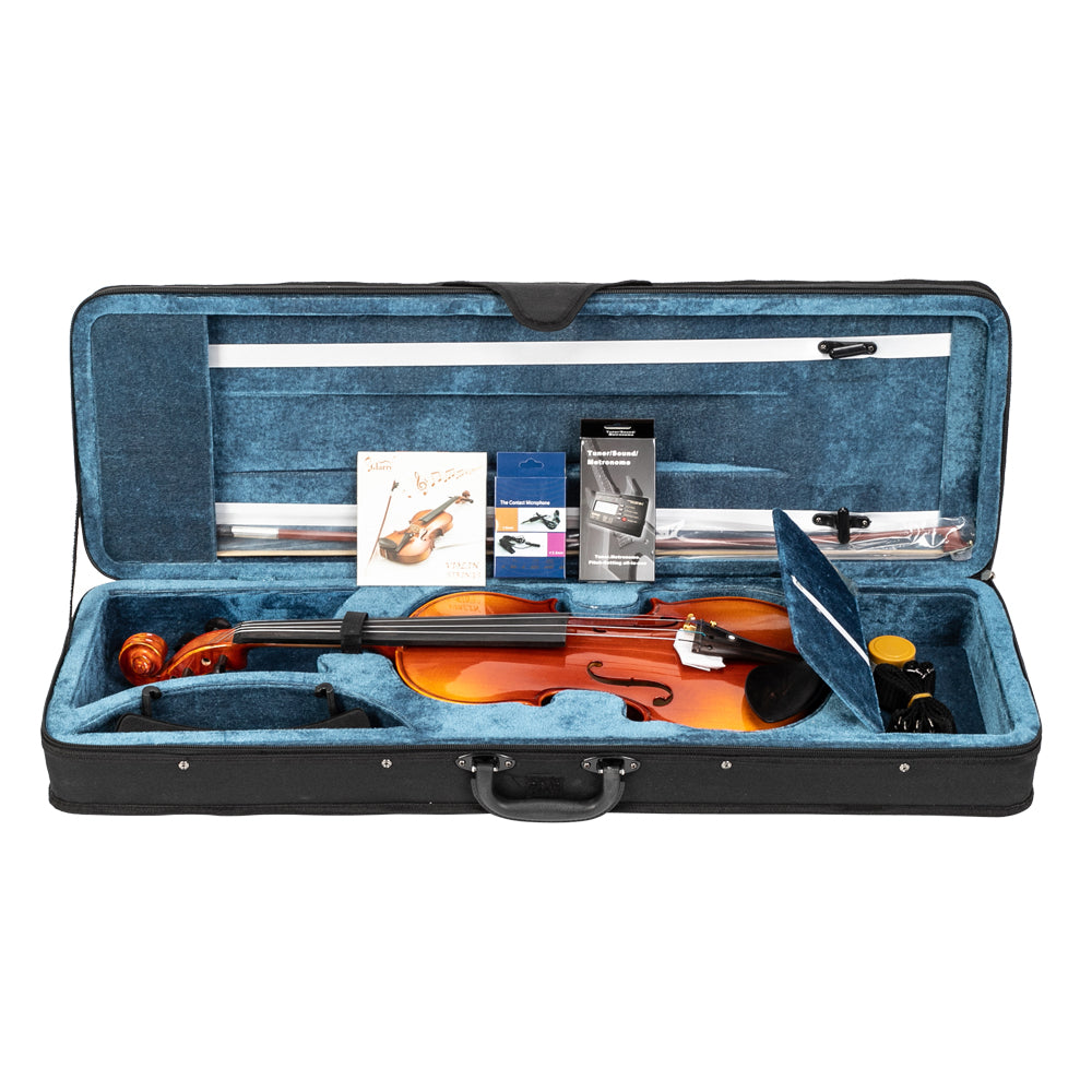 [Do Not Sell on Amazon]Glarry 4/4 Spruce Panel Violin Bright Natural Wood Back Panel Side Plate Rectangular Case Octagonal Prism Bow