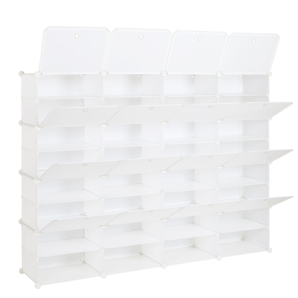 8-Tier Portable 64 Pair Shoe Rack Organizer 32 Grids Tower Shelf Storage Cabinet Stand Expandable for Heels, Boots, Slippers, White