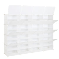 8-Tier Portable 64 Pair Shoe Rack Organizer 32 Grids Tower Shelf Storage Cabinet Stand Expandable for Heels, Boots, Slippers, White