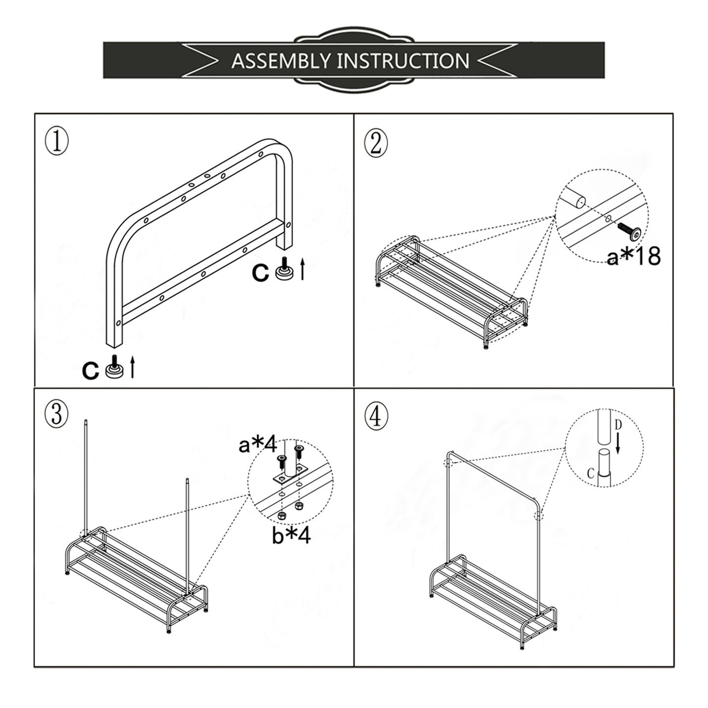 Clothing Garment Rack with Shelves, Metal Cloth Hanger Rack Stand Clothes Drying Rack for Hanging Clothes