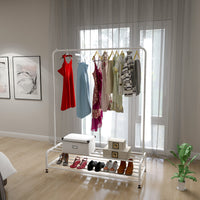 Clothing Garment Rack with Shelves, Metal Cloth Hanger Rack Stand Clothes Drying Rack for Hanging Clothes