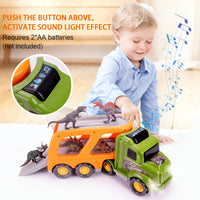 Car Truck Toy for 3 4 5 6 Years Old Boys and Girls, Dinosaur Transport Truck Including T-Rex, Pterodactyl, Brachiosaurus, for Boys & Girls(Notice: Cannot ship out the goods at weekends.)