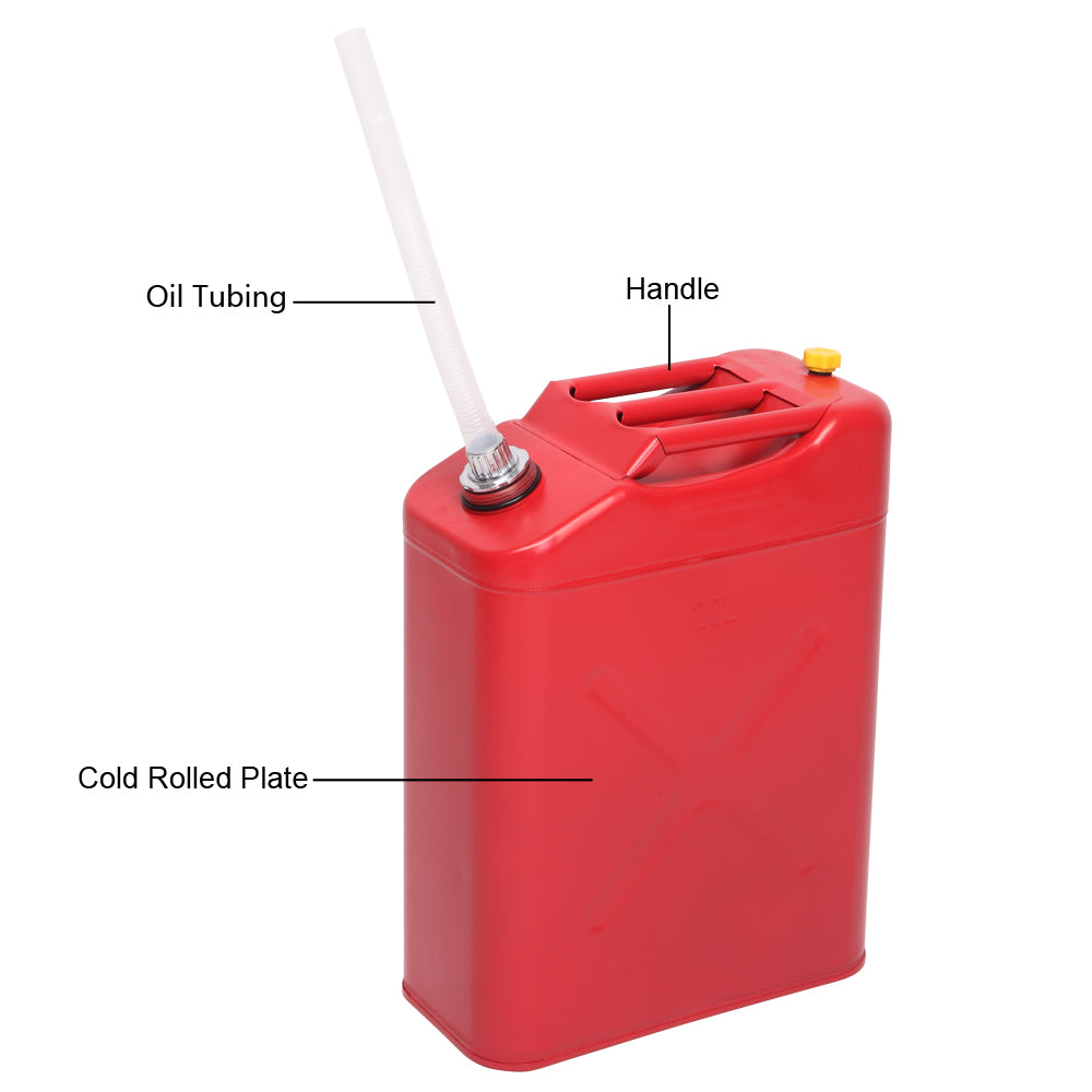 20L Standard Cold-rolled Plate Petrol Diesel Can Gasoline Bucket with Oil Pipe Red