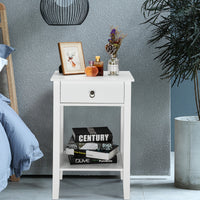 Two-layer Bedside Cabinet Coffee Table with Drawer White