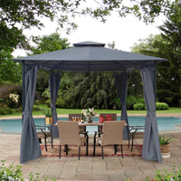 10x10 Ft Outdoor Patio Garden Gazebo Tent  With Curtains,Gray