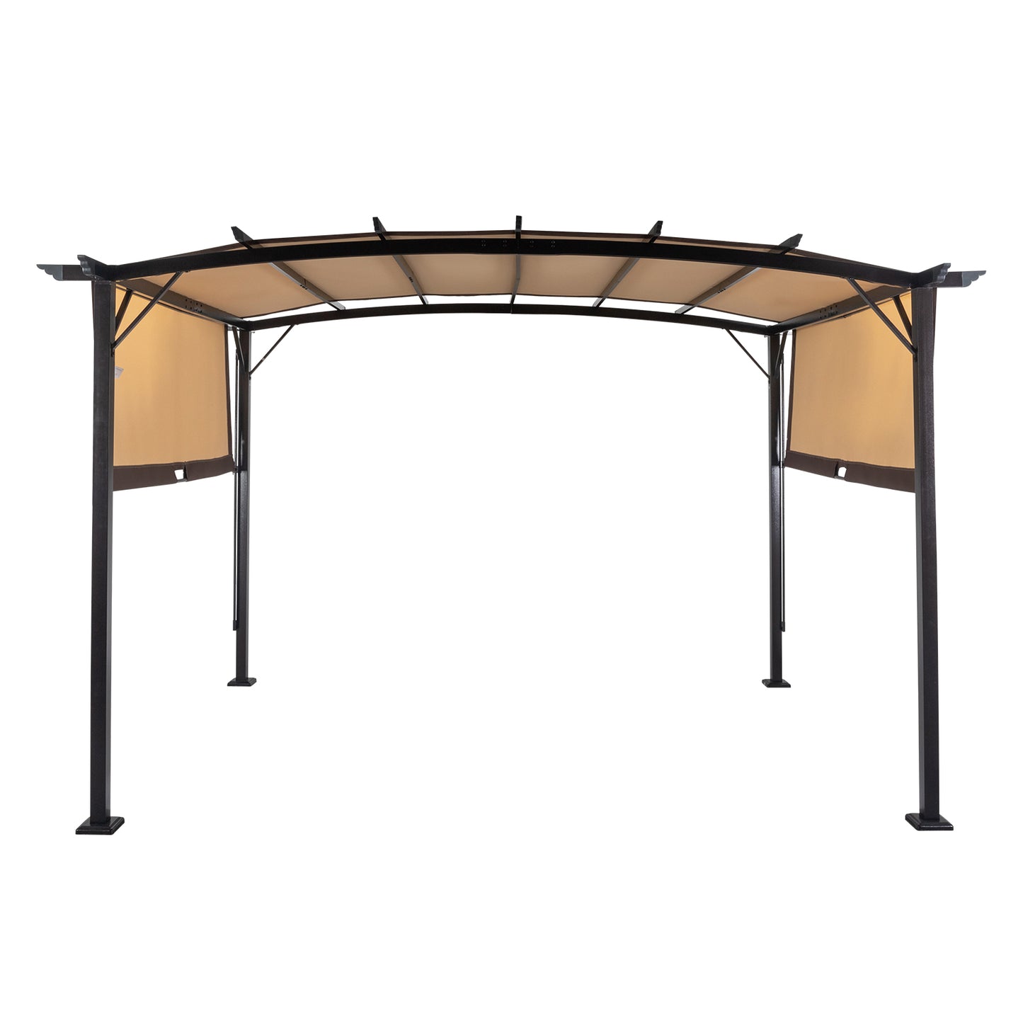 350*280*230.5cm Aluminum Dark Brown Post Brown Adjustable Shade Fabric Curved Top Folding Shed