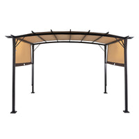 350*280*230.5cm Aluminum Dark Brown Post Brown Adjustable Shade Fabric Curved Top Folding Shed