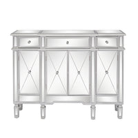 [FCH] Mirrored Finish Glass TV STAND with 3-Drawers 4 X Shape Doors Cabinet for Living Room