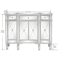 [FCH] Mirrored Finish Glass TV STAND with 3-Drawers 4 X Shape Doors Cabinet for Living Room