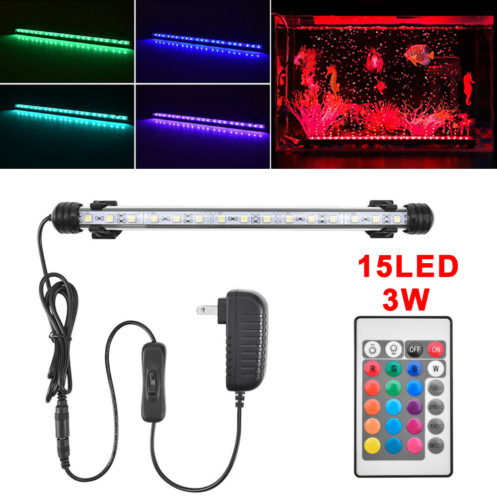 Submersible Air Bubble Aquarium Fish Tank RGB LED Light Bar Strip Lamp+Remote US