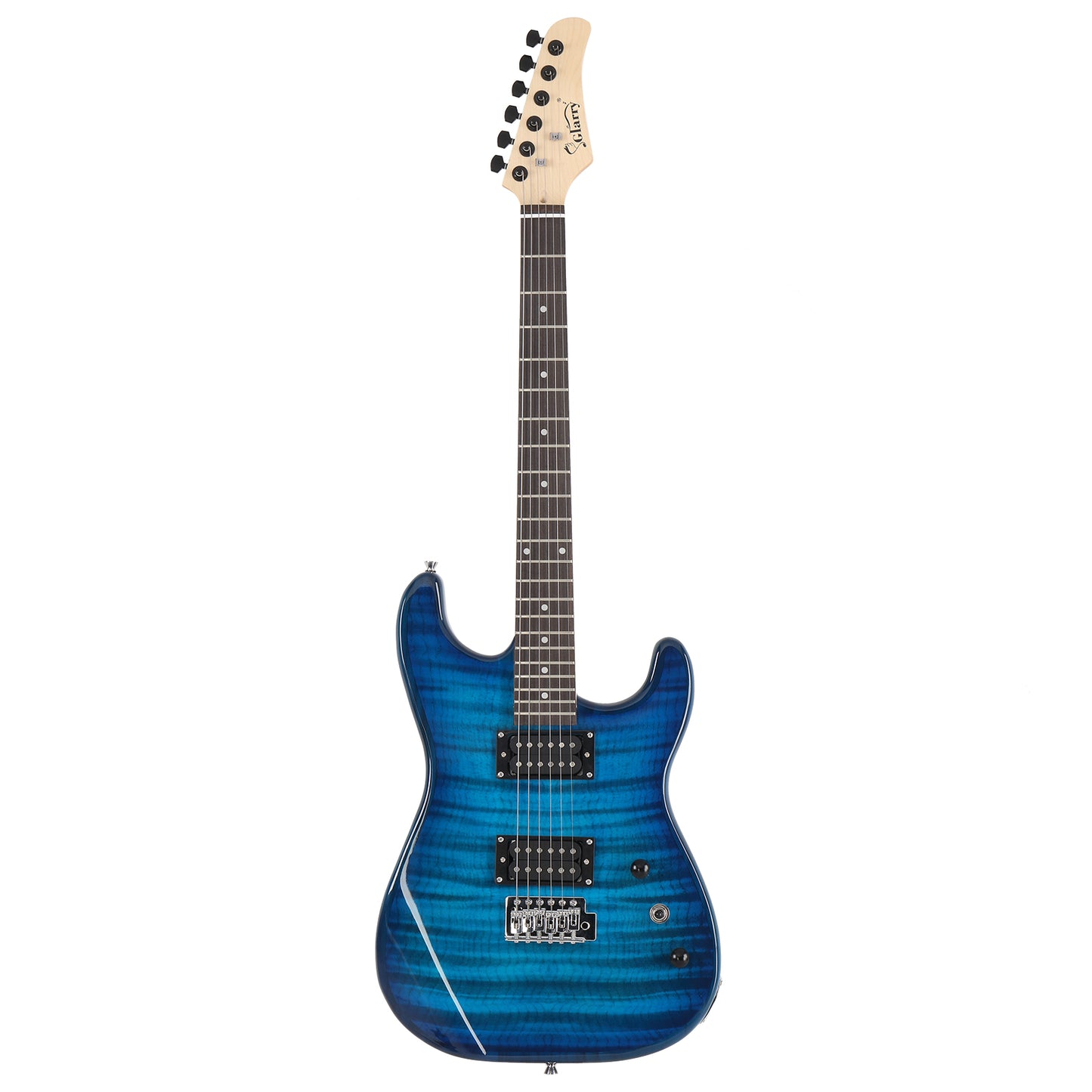 [Do Not Sell on Amazon] Glarry GST Stylish H-H Pickup Tiger Stripe Electric Guitar Kit with 20W AMP Bag Guitar Strap Blue