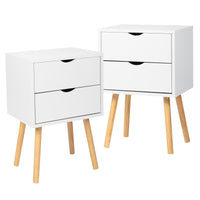 40*30*60cm Simple And Modern White Cabinet, Wood Color Legs, MDF Spray Paint, High Legs, Two Drawers, Bedside Table