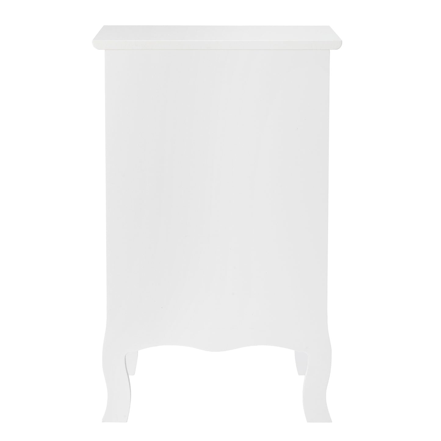 FCH 2pcs 40*30*63cm Country Style MDF Spray Paint Curved Feet One Draw One Door Night Table White