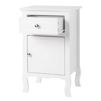 FCH 2pcs 40*30*63cm Country Style MDF Spray Paint Curved Feet One Draw One Door Night Table White