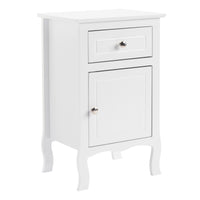 FCH 40*30*63cm Countryl Style MDF Spray Paint Curved Foot One Drawer One Door Night Table White