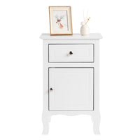 FCH 40*30*63cm Countryl Style MDF Spray Paint Curved Foot One Drawer One Door Night Table White