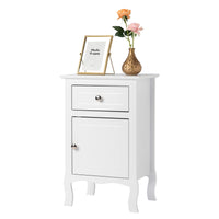 FCH 40*30*63cm Countryl Style MDF Spray Paint Curved Foot One Drawer One Door Night Table White