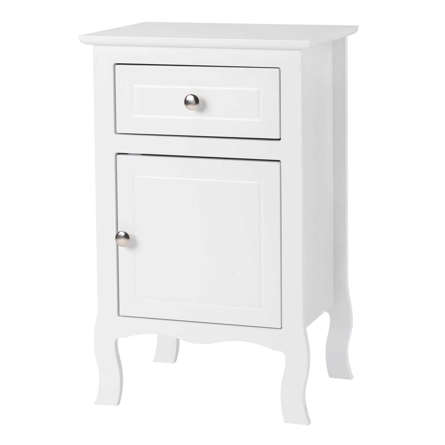 FCH 40*30*63cm Countryl Style MDF Spray Paint Curved Foot One Drawer One Door Night Table White