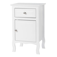 FCH 40*30*63cm Countryl Style MDF Spray Paint Curved Foot One Drawer One Door Night Table White