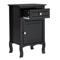 FCH 2pcs 40*30*63cm Country Style MDF Spray Paint Curved Feet One Draw One Door Night Table Black