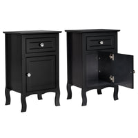 FCH 2pcs 40*30*63cm Country Style MDF Spray Paint Curved Feet One Draw One Door Night Table Black