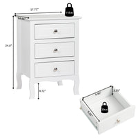 45*38*63cm Country Style Three Drawer Night Table Large Size White