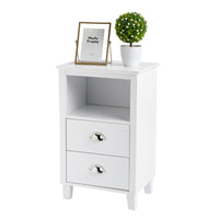 FCH 40*30*63cm Simple And Modern White Cabinet, MDF Spray Paint, High Legs, Two Drawers, Bedside Table