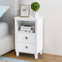 FCH 40*30*63cm Simple And Modern White Cabinet, MDF Spray Paint, High Legs, Two Drawers, Bedside Table