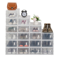 Shoe Storage Boxes 18 Pack Clear Plastic Stackable - White