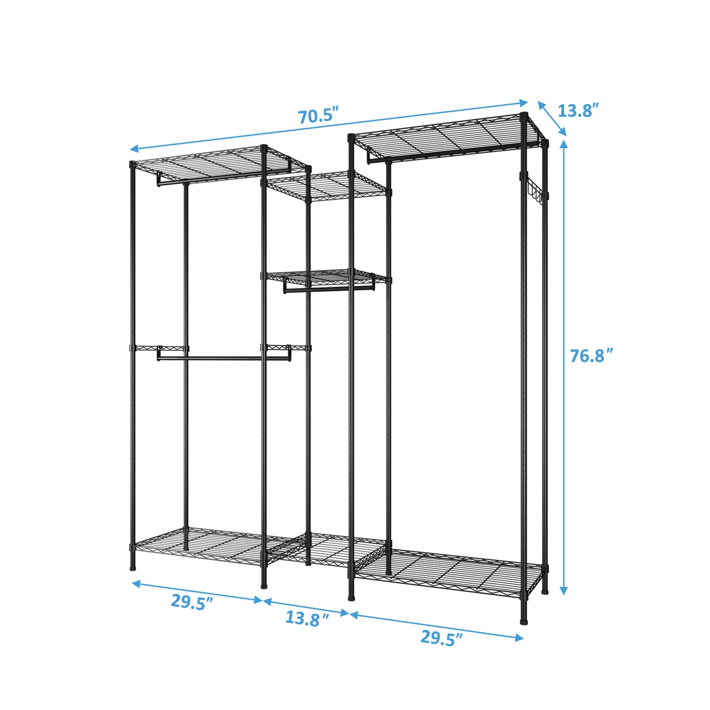 Closet Organizer Metal Garment Rack Portable Clothes Hanger Home Shelf