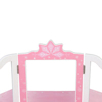 Children's Wooden Dressing Table Three-Sided Folding Mirror Dressing Table Chair Single Drawer Blue Snowflake Style