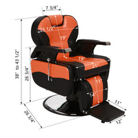 PVC Leather Cover, Wooden Armrest Shell, Iron Footrest, Disc With Footrest, Can Be Put Down 150kg, Barber Chair Orange