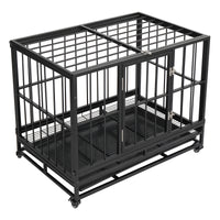 36.5” Heavy Duty Dog Cage Crate Kennel Metal Pet Playpen Portable with Tray Black