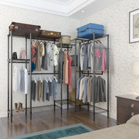 Closet Organizer Metal Garment Rack Portable Clothes Hanger Home Shelf